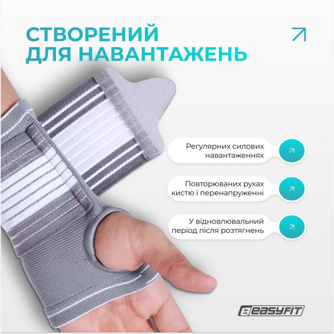 Бандаж на кисть руки EasyFit Flex з фіксуючим ременем (M)