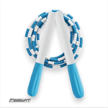  Бісерна скакалка EasyFit  FreeRope 2,7 м (біло-блакитна)
