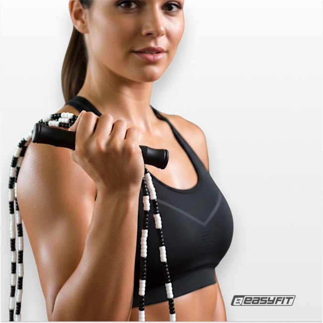Бісерна скакалка EasyFit FreeRope 2,7 м (чорно-біла)