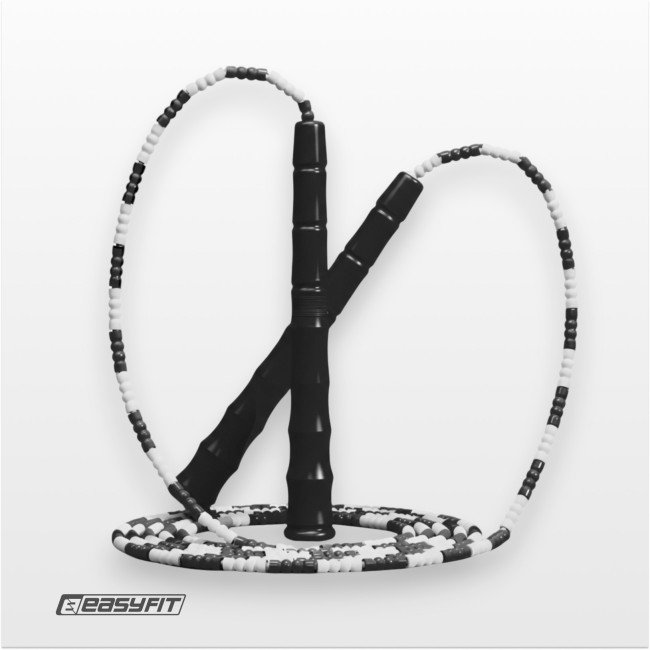 Бісерна скакалка EasyFit FreeRope 2,7 м (чорно-біла)