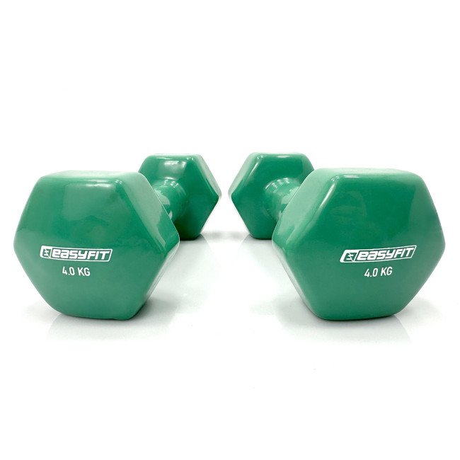 Гантель для фітнесу 4.0 кг EasyFit із вініловим покриттям зелена