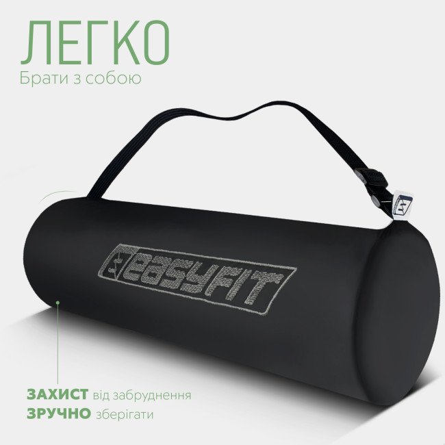 Килимок для йоги та фітнесу EasyFit TPE+TC 6мм двошаровий чорно-зелений