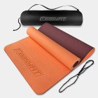 Килимок для йоги та фітнесу EasyFit TPE+TC 6 мм двошаровий + Чохол персиковий-коричневий