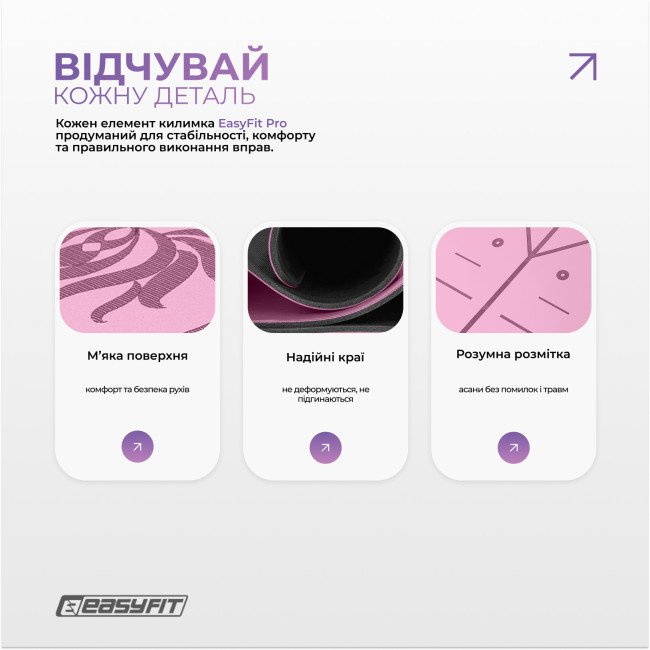 Килимок для йоги професійний EasyFit Pro каучук 5 мм Рожевий