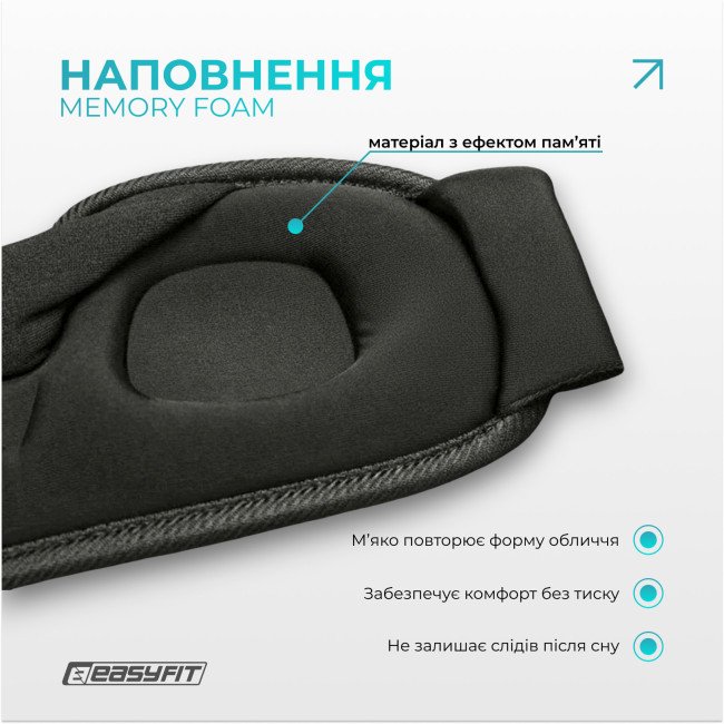 Маска для сну 3D EasyFit Dream з ефектом пам’яті (чорна)