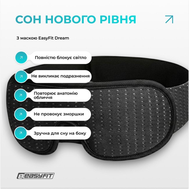 Маска для сну 3D EasyFit Dream з ефектом пам’яті (чорна)