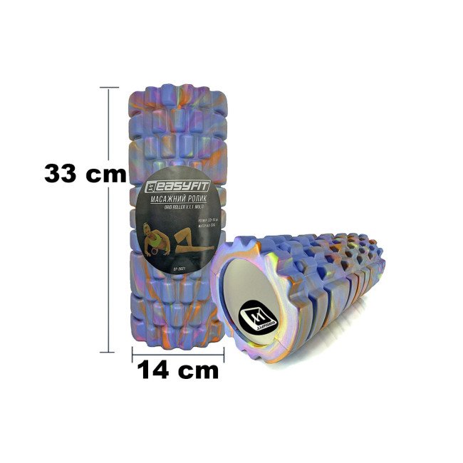 Масажний ролик EasyFit Grid Roller 33 см v.1.1 Multi Синій