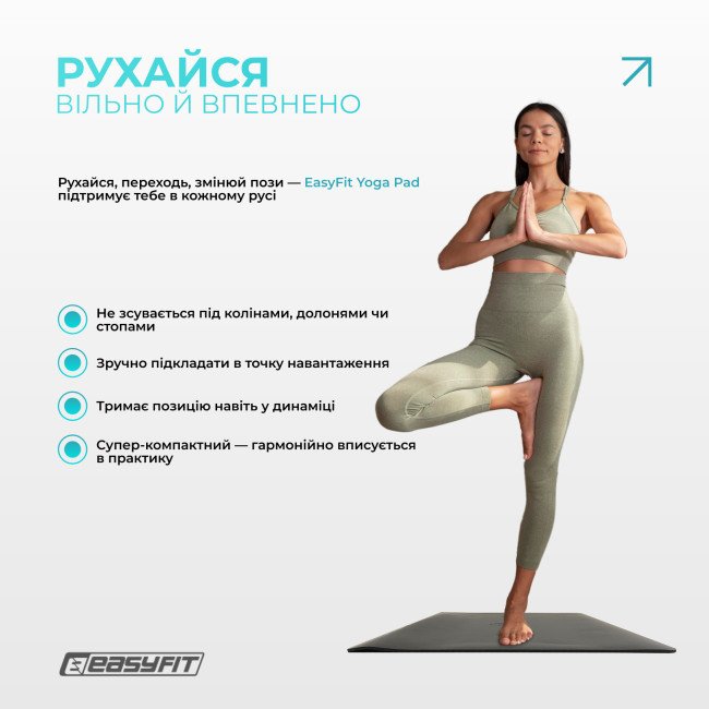 Міні-мат для йоги EasyFit Yoga Pad каучук 3,5 мм Чорний