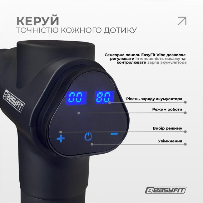 Перкусійний вібромасажер EasyFit UltraGun 13 насадок