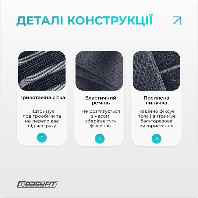 Пояс для спини з 4 ребрами жорсткості EasyFit (M)