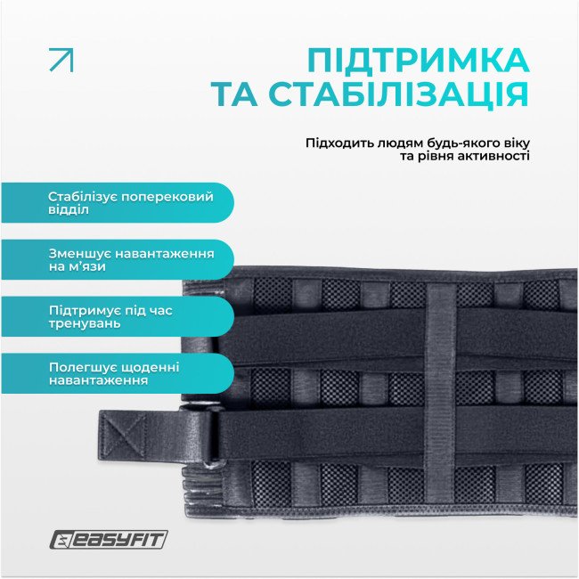 Пояс для спини з 4 ребрами жорсткості EasyFit (M)