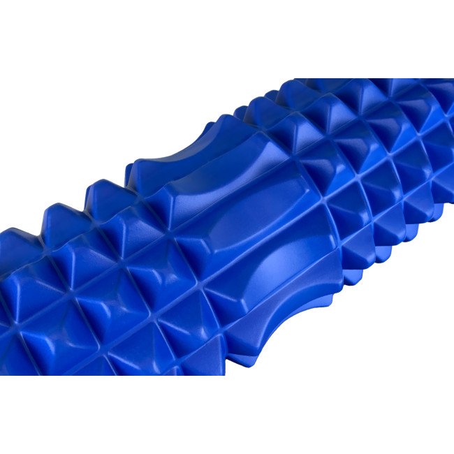 Масажний ролик EasyFit Grid Roller 33 см v.1.2 із заглушками з обох сторін (синій)