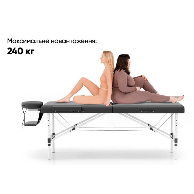 Масажний стіл EasyFit ZenRest-2 кушетка складна Чорна з чохлом