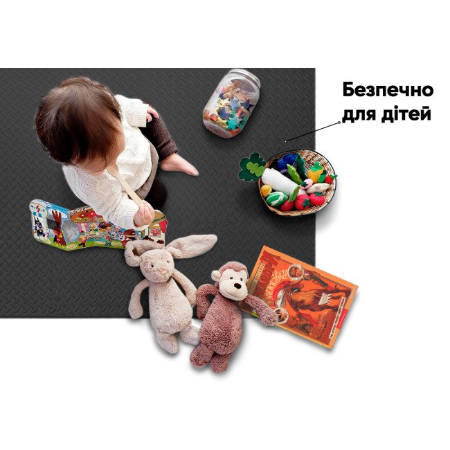 Татамі мат EasyFit 8 шт  (30х30х1 см) хвіст ластівки чорний