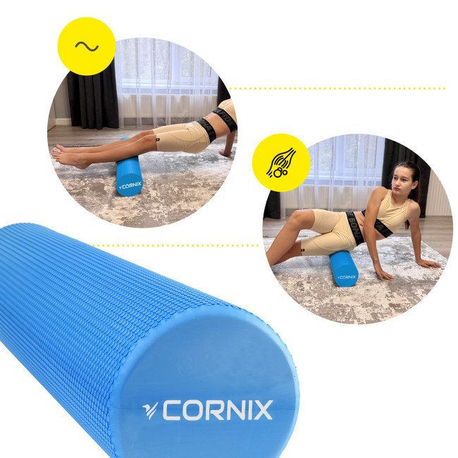 Масажний ролик Cornix EVA+ 60 x 15 см (валик, роллер) XR-0309 Navy Blue