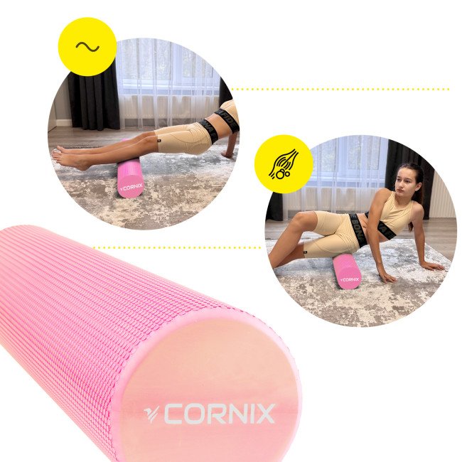 Масажний ролик Cornix EVA+ 60 x 15 см (валик, роллер) XR-0308 Pink