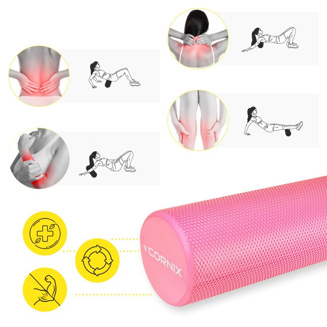 Масажний ролик Cornix EVA+ 45 x 15 см (валик, роллер) XR-0303 Pink