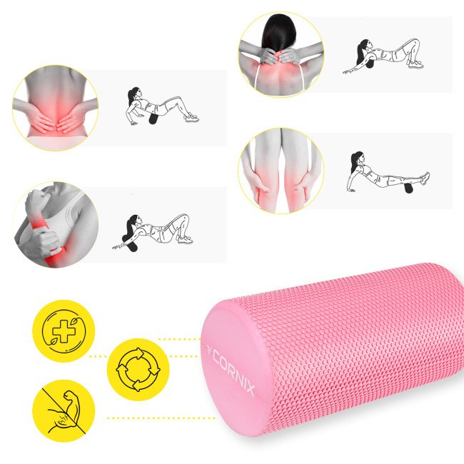 Масажний ролик Cornix EVA+ 30 x 15 см (валик, роллер) XR-0298 Pink