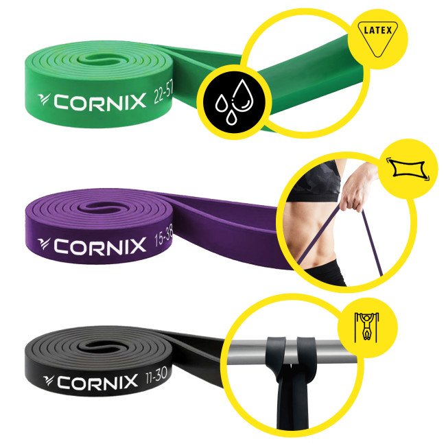 Еспандер-петля Cornix Power Band 11-57 кг (резина для фітнесу та спорту) набір 3 шт XR-0089