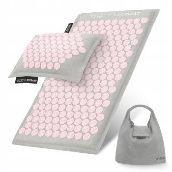 Килимок акупунктурний з подушкою 4FIZJO Eco Mat Аплікатор Кузнєцова Grey/Pink (P-5907739312174)
