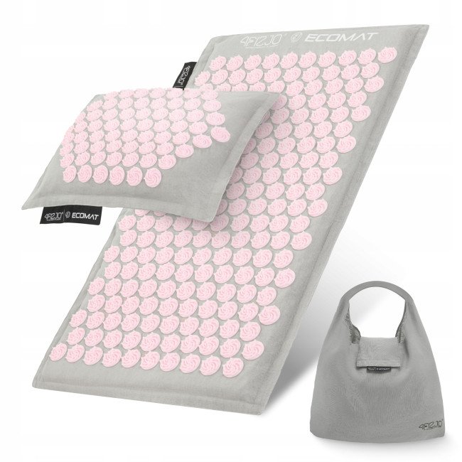 Килимок акупунктурний з подушкою 4FIZJO Eco Mat Аплікатор Кузнєцова Grey/Pink (P-5907739312174)