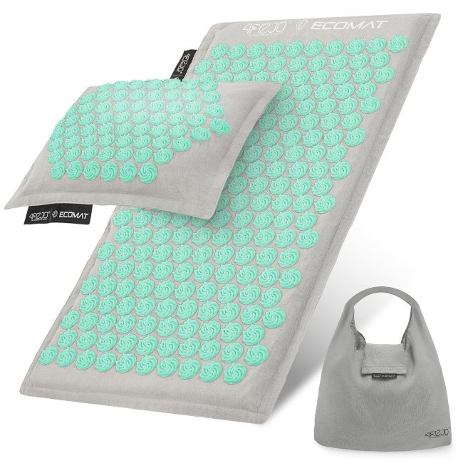 Килимок акупунктурний з подушкою 4FIZJO Eco Mat Аплікатор Кузнєцова Grey/Mint (P-5907739312181)