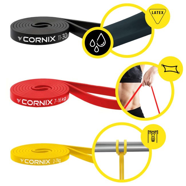 Еспандер-петля Cornix Power Band 2-30 кг (резина для фітнесу та спорту) набір 3 шт XR-0090