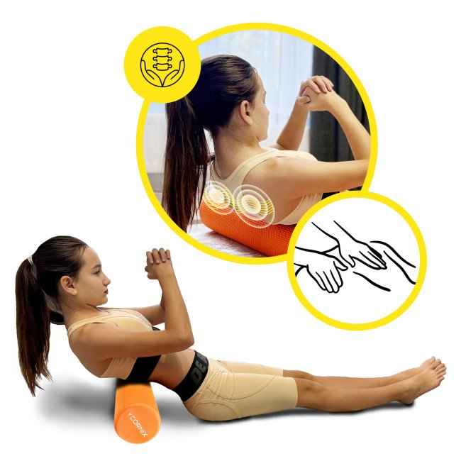 Масажний ролик Cornix EVA+ 60 x 15 см (валик, роллер) XR-0307 Orange