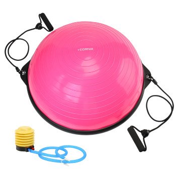 Балансувальна платформа (півсфера) Cornix Bosu Ball 58 см з еспандерами XR-0456 Pink