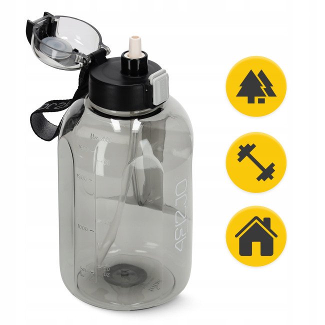 Пляшка для води спортивна 4FIZJO 2000 мл Grey (P-5905973403825)