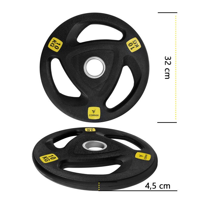 Диск олімпійський Cornix 1 x 10 кг 51 мм металевий, прогумований XR-0426 Black