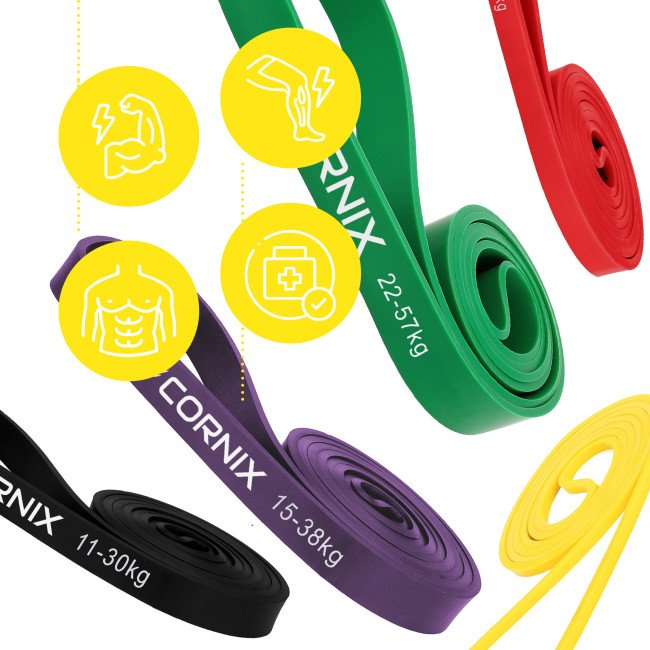 Еспандер-петля Cornix Power Band 2-57 кг (резина для фітнесу та спорту) набір 5 шт XR-0086