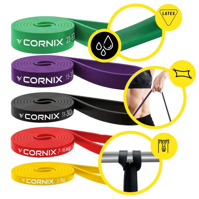 Еспандер-петля Cornix Power Band 2-57 кг (резина для фітнесу та спорту) набір 5 шт XR-0086