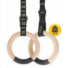 Гімнастичні кільця 4FIZJO дерев'яні, регульовані Black/Yellow (P-5905973402729)