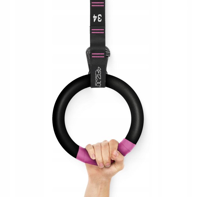 Гімнастичні кільця 4FIZJO з ABS пластику, регульовані Black/Pink (P-5905973406116)