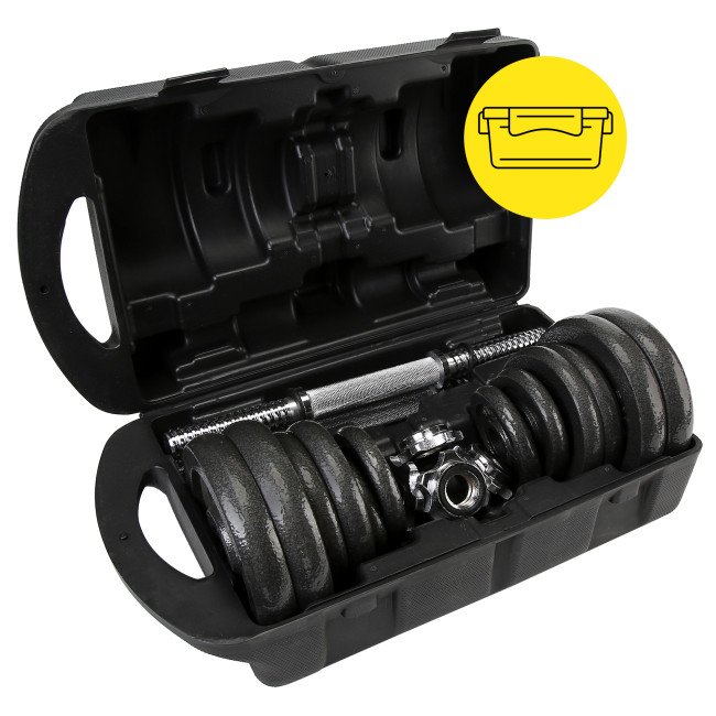 Гантелі металеві Cornix 2 x 10 кг набірні, в кейсі XR-0441 Black