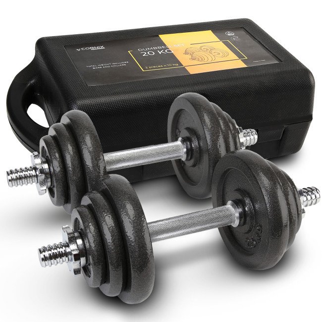 Гантелі металеві Cornix 2 x 10 кг набірні, в кейсі XR-0441 Black