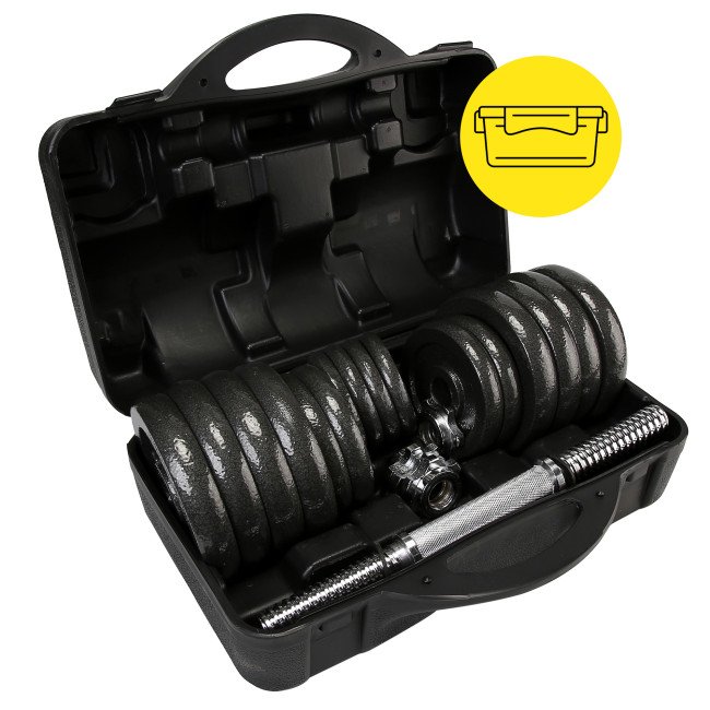 Гантелі металеві Cornix 2 x 15 кг набірні, в кейсі XR-0442 Black