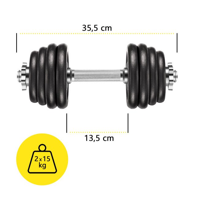 Гантелі металеві Cornix 2 x 15 кг набірні, в кейсі XR-0442 Black
