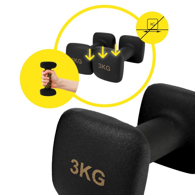 Гантелі вінілові Cornix Square 2 x 3 кг XR-0408 Black