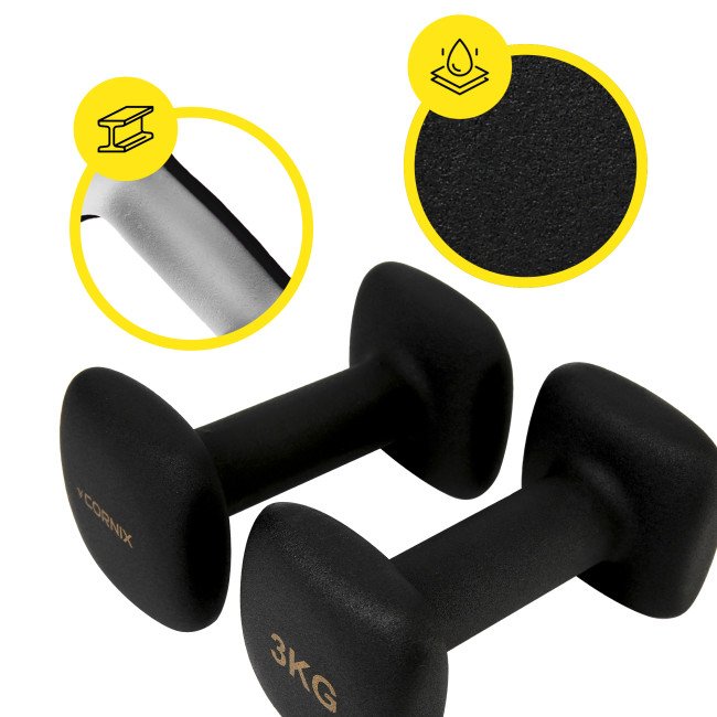 Гантелі вінілові Cornix Square 2 x 3 кг XR-0408 Black