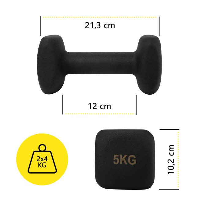 Гантелі вінілові Cornix Square 2 x 5 кг XR-0410 Black