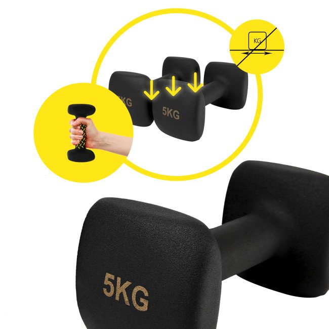 Гантелі вінілові Cornix Square 2 x 5 кг XR-0410 Black
