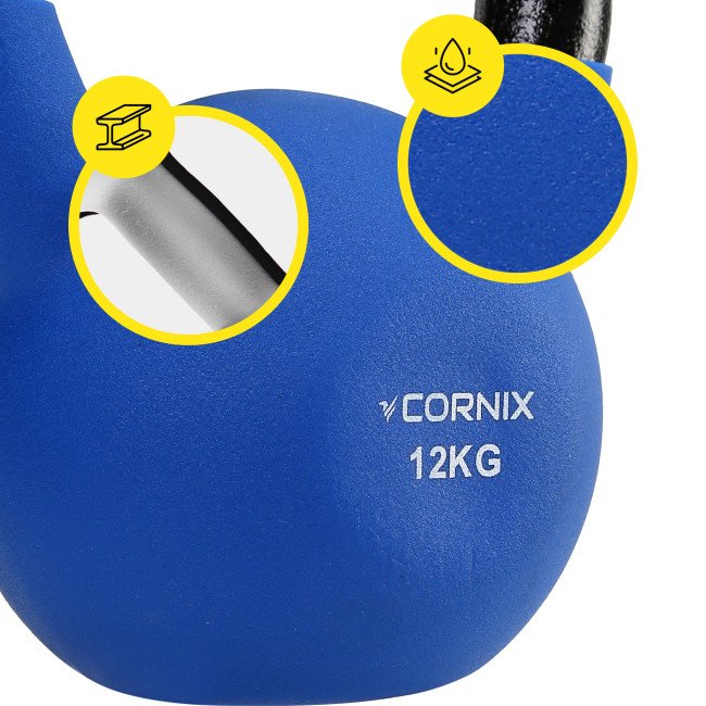 Гиря металева Cornix 12 кг з вініловим покриттям XR-0437 Blue/Black