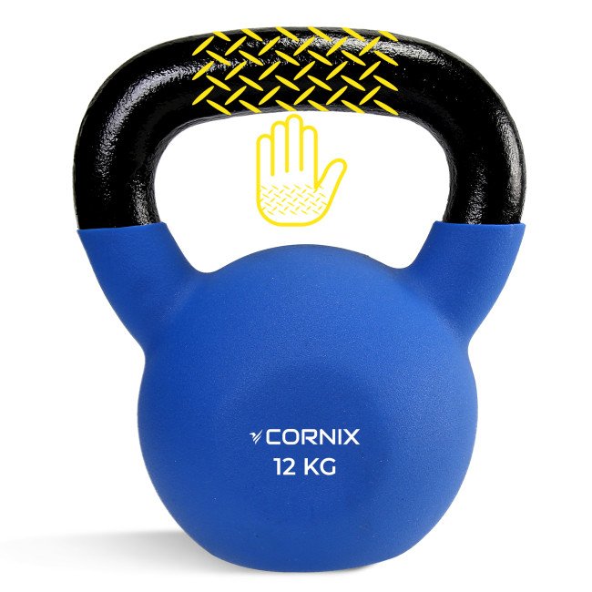 Гиря металева Cornix 12 кг з вініловим покриттям XR-0437 Blue/Black