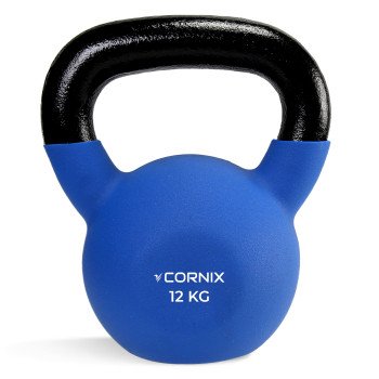 Гиря металева Cornix 12 кг з вініловим покриттям XR-0437 Blue/Black