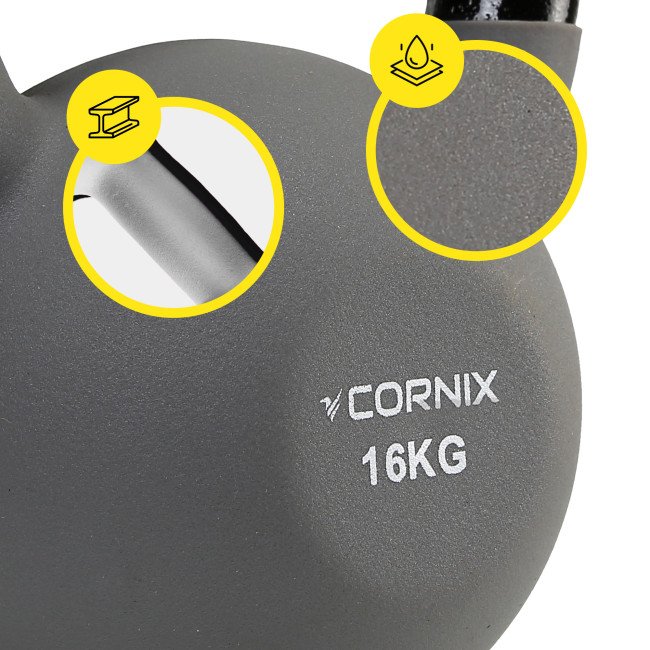 Гиря металева Cornix 16 кг з вініловим покриттям XR-0438 Grey/Black