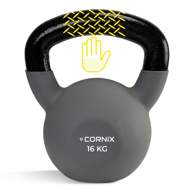 Гиря металева Cornix 16 кг з вініловим покриттям XR-0438 Grey/Black