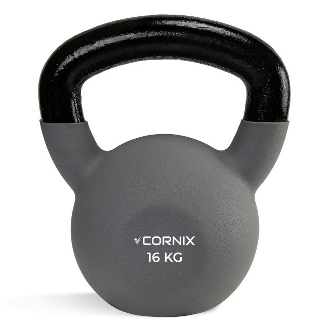 Гиря металева Cornix 16 кг з вініловим покриттям XR-0438 Grey/Black