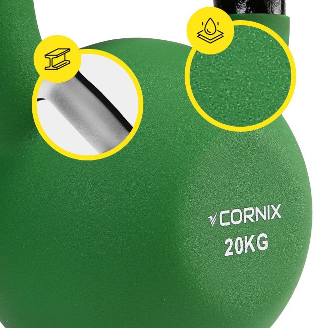 Гиря металева Cornix 20 кг з вініловим покриттям XR-0439 Green/Black